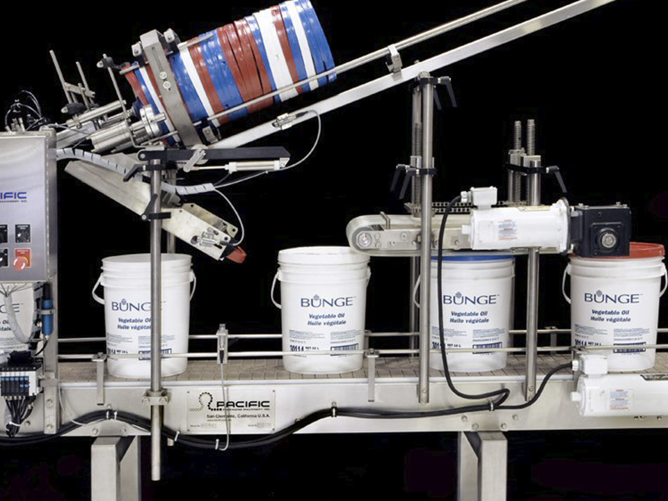 Automatic Inline Pail Lidding Machine with Auto Lid Denester